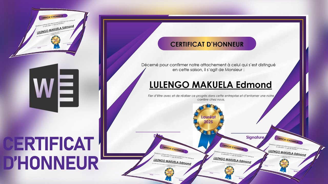 Création d’un Certificat Professionnel avec Ms Word en 2025
